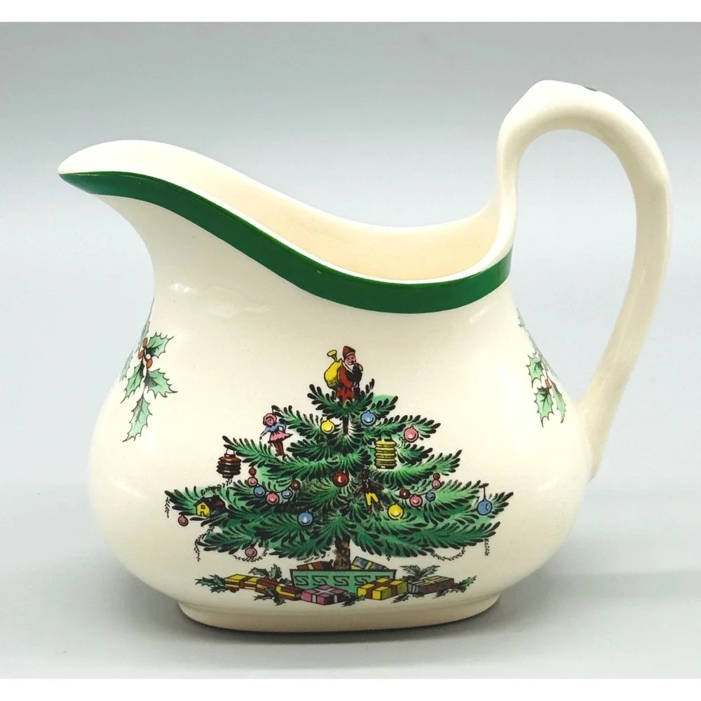 Spode Christmas Tree Creamer Lidded Sugar Bowl Set S3324 England Boxed